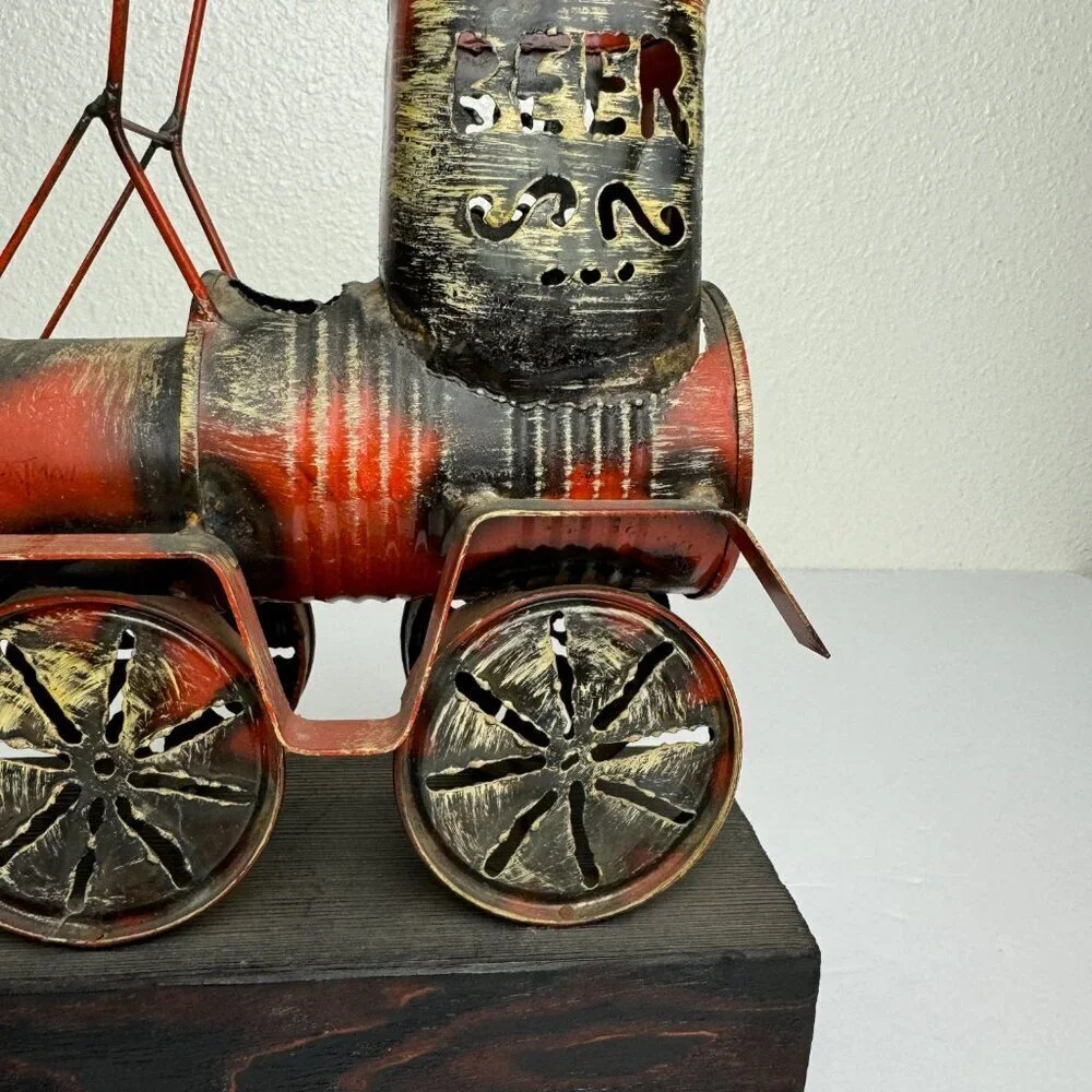 Vintage Metal Train by ORTMAN  Wooden stand
